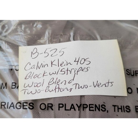 CALVIN KLEIN 40S MENS SPORT COAT BLACK W STRIPE WOOL BLEND TWO-BUTTON/VENTS B525 - Picture 10 of 10